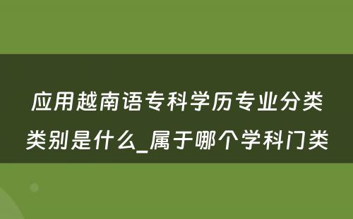 应用越南语专科学历专业分类类别是什么_属于哪个学科门类 