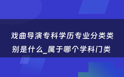 戏曲导演专科学历专业分类类别是什么_属于哪个学科门类 