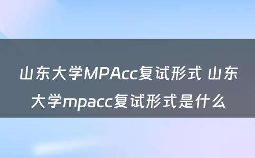 山东大学MPAcc复试形式 山东大学mpacc复试形式是什么