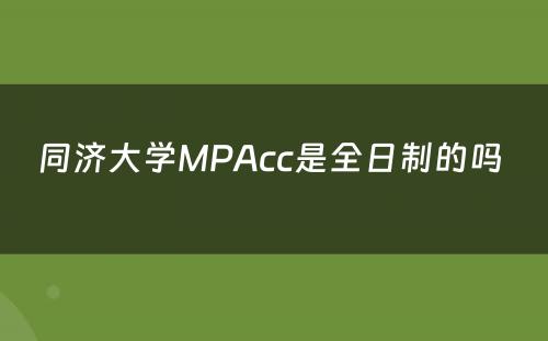 同济大学MPAcc是全日制的吗 