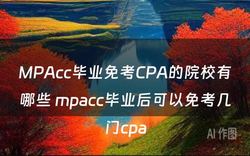MPAcc毕业免考CPA的院校有哪些 mpacc毕业后可以免考几门cpa