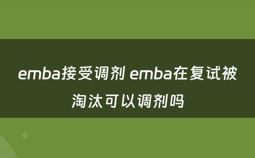 emba接受调剂 emba在复试被淘汰可以调剂吗