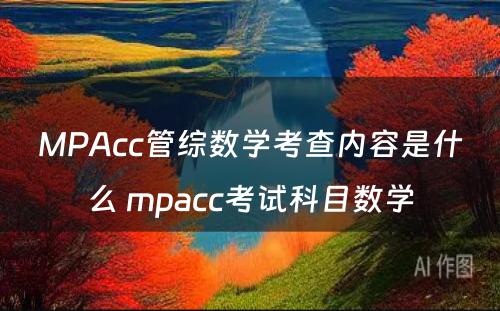 MPAcc管综数学考查内容是什么 mpacc考试科目数学