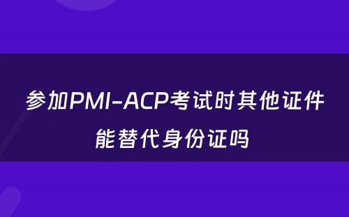 参加PMI-ACP考试时其他证件能替代身份证吗 