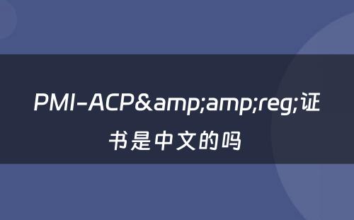 PMI-ACP&amp;reg;证书是中文的吗 
