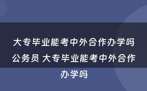 大专毕业能考中外合作办学吗公务员 大专毕业能考中外合作办学吗