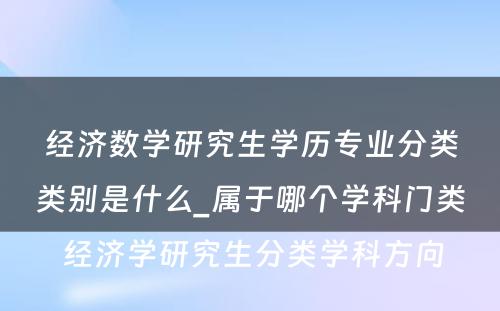 经济数学研究生学历专业分类类别是什么_属于哪个学科门类 经济学研究生分类学科方向