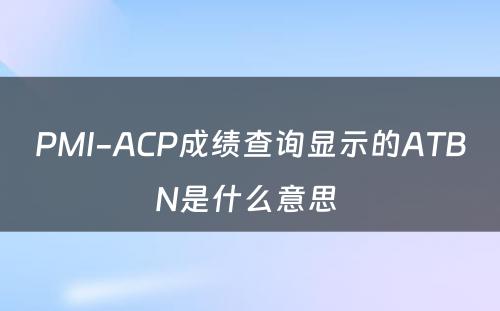 PMI-ACP成绩查询显示的ATBN是什么意思 