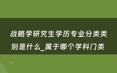 战略学研究生学历专业分类类别是什么_属于哪个学科门类 