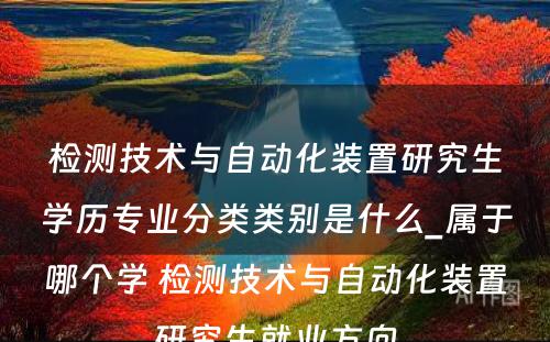 检测技术与自动化装置研究生学历专业分类类别是什么_属于哪个学 检测技术与自动化装置研究生就业方向