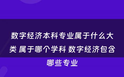 数字经济本科专业属于什么大类 属于哪个学科 数字经济包含哪些专业