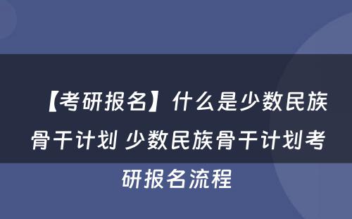 【考研报名】什么是少数民族骨干计划 少数民族骨干计划考研报名流程