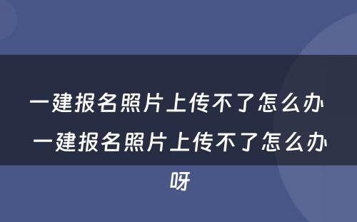 一建报名照片上传不了怎么办 一建报名照片上传不了怎么办呀