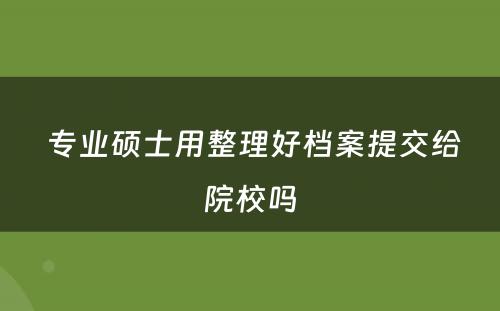  专业硕士用整理好档案提交给院校吗