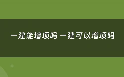 一建能增项吗 一建可以增项吗