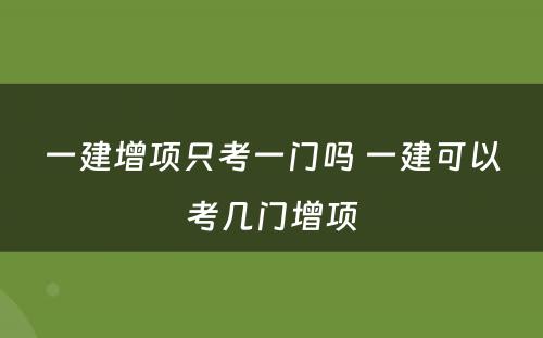 一建增项只考一门吗 一建可以考几门增项