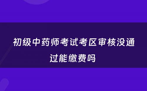 初级中药师考试考区审核没通过能缴费吗 