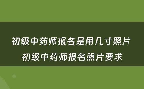 初级中药师报名是用几寸照片 初级中药师报名照片要求