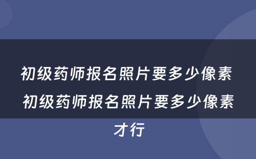 初级药师报名照片要多少像素 初级药师报名照片要多少像素才行