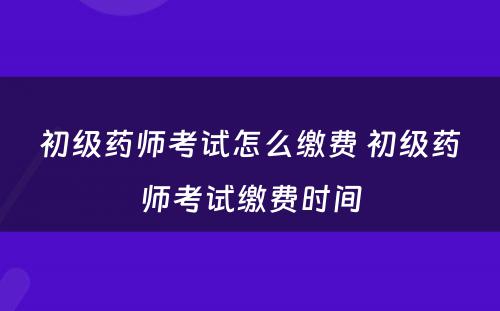 初级药师考试怎么缴费 初级药师考试缴费时间