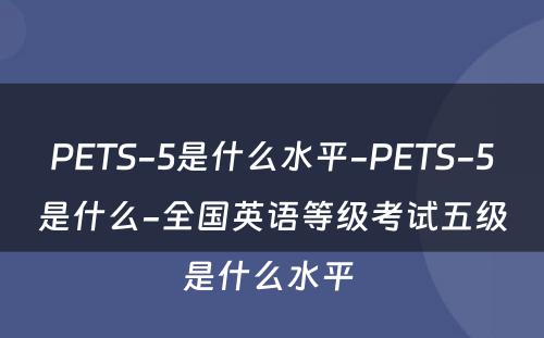 PETS-5是什么水平-PETS-5是什么-全国英语等级考试五级是什么水平 