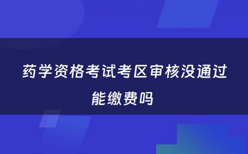 药学资格考试考区审核没通过能缴费吗 