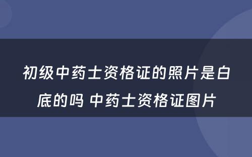 初级中药士资格证的照片是白底的吗 中药士资格证图片