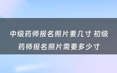 中级药师报名照片要几寸 初级药师报名照片需要多少寸