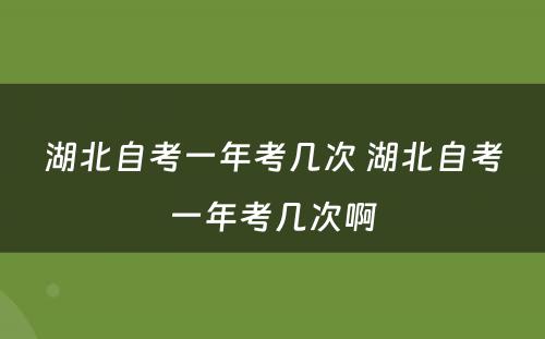 湖北自考一年考几次 湖北自考一年考几次啊