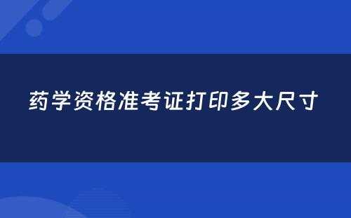 药学资格准考证打印多大尺寸 