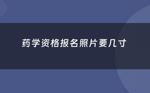 药学资格报名照片要几寸 