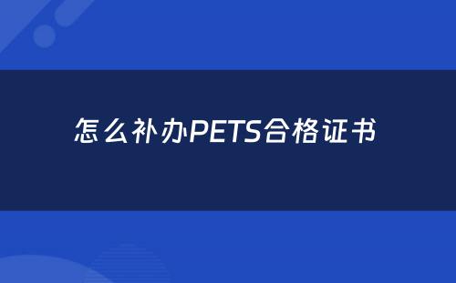 怎么补办PETS合格证书 