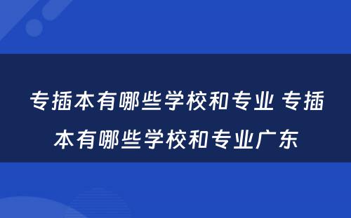 专插本有哪些学校和专业 专插本有哪些学校和专业广东