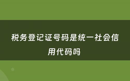 税务登记证号码是统一社会信用代码吗 