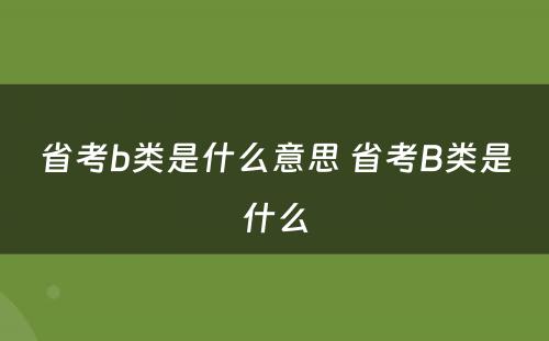 省考b类是什么意思 省考B类是什么