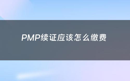 PMP续证应该怎么缴费 