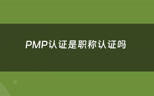 PMP认证是职称认证吗 