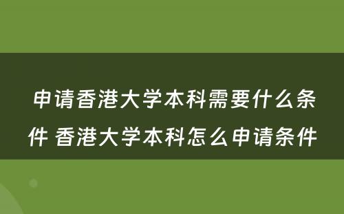 申请香港大学本科需要什么条件 香港大学本科怎么申请条件
