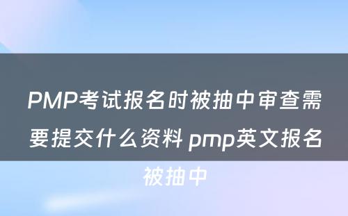 PMP考试报名时被抽中审查需要提交什么资料 pmp英文报名被抽中