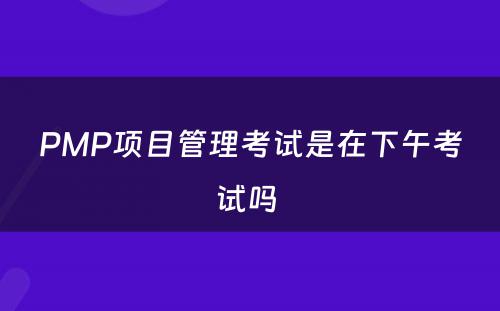 PMP项目管理考试是在下午考试吗 