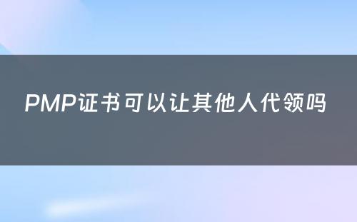 PMP证书可以让其他人代领吗 