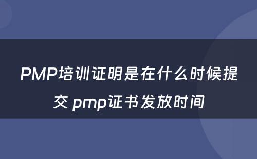 PMP培训证明是在什么时候提交 pmp证书发放时间