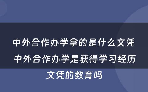 中外合作办学拿的是什么文凭 中外合作办学是获得学习经历文凭的教育吗