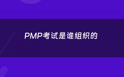 PMP考试是谁组织的 