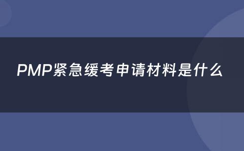 PMP紧急缓考申请材料是什么 