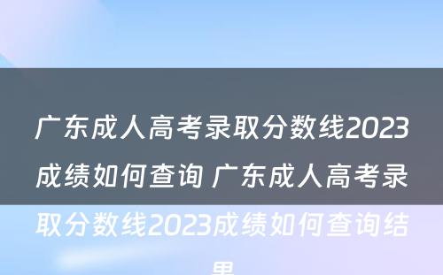 广东成人高考录取分数线2023成绩如何查询 广东成人高考录取分数线2023成绩如何查询结果