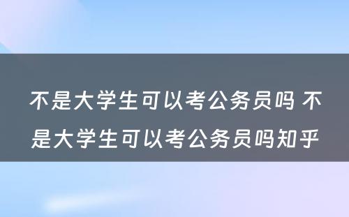 不是大学生可以考公务员吗 不是大学生可以考公务员吗知乎