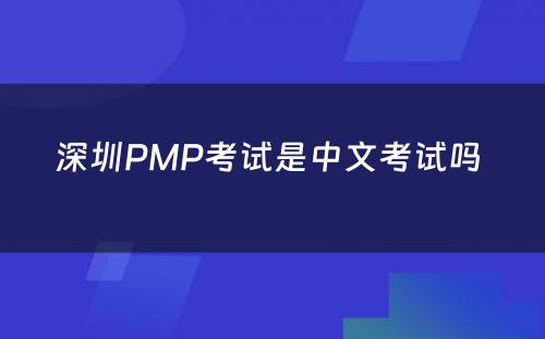 深圳PMP考试是中文考试吗 