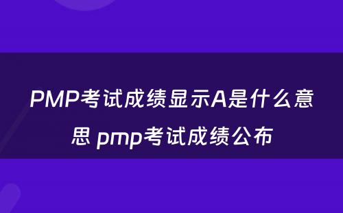 PMP考试成绩显示A是什么意思 pmp考试成绩公布