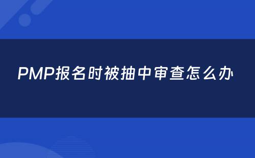 PMP报名时被抽中审查怎么办 